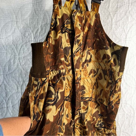 Mount'n Prairie Vintage Camo Hunting Overall Bibs Men's L Brown Tan Felted Pants - Picture 4 of 16